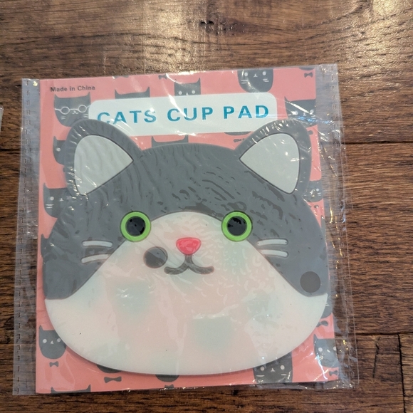 Cartoon Cat Coasters Set Grumpy & Happy, Cats Silicone Coasters Mat Pack of 3 - Picture 4 of 4